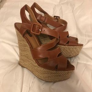 Brown wedge sandals- sz 7